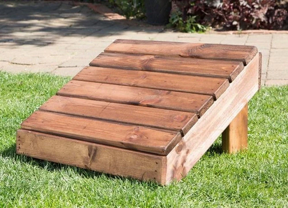 Scandinavian Redwood Garden Tete a Tete & Footstool by Charles Taylor - 2 Seat