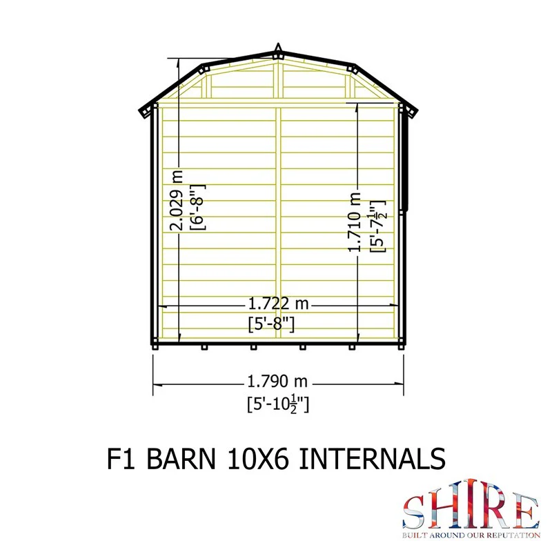 Shire Barn 9' 9" x 5' 10" Barn Shed - Premium Coated Shiplap - Image 8