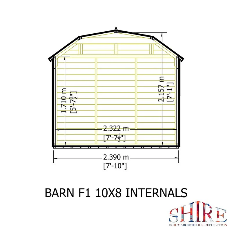 Shire Barn 9' 9" x 7' 10" Barn Shed - Premium Coated Shiplap - Image 10