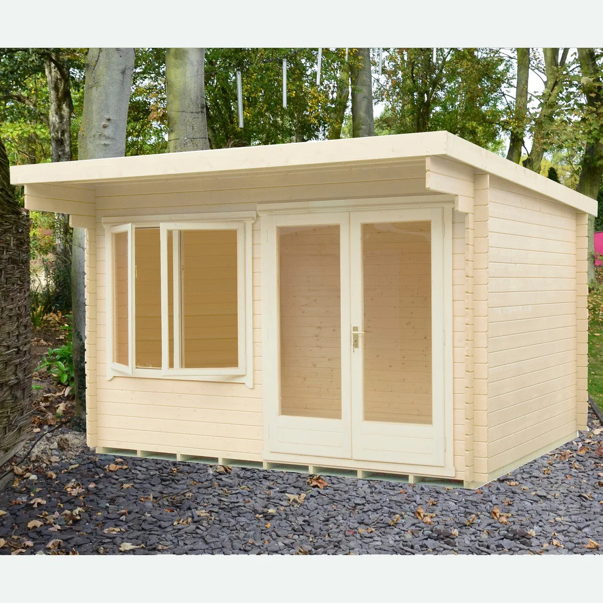 Shire Belgravia 11' 9" x 11' 9" Pent Log Cabin - Premium 44mm Cladding Tongue & Groove - Image 2