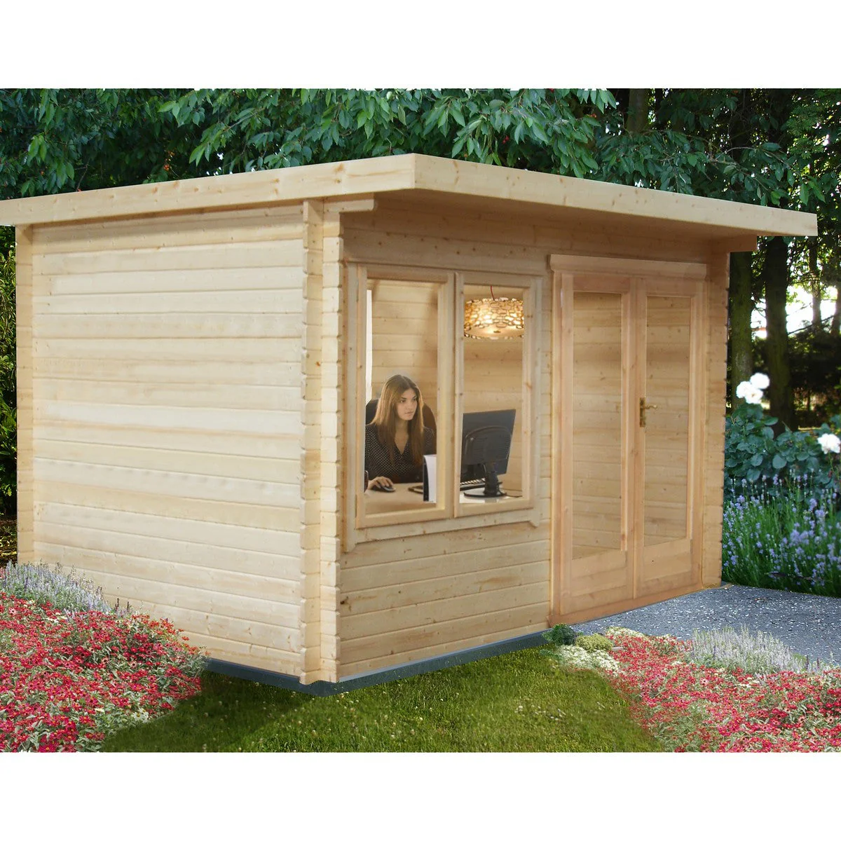 Shire Belgravia 9' 9" x 11' 9" Pent Log Cabin - Premium 34mm Cladding Tongue & Groove - Image 2