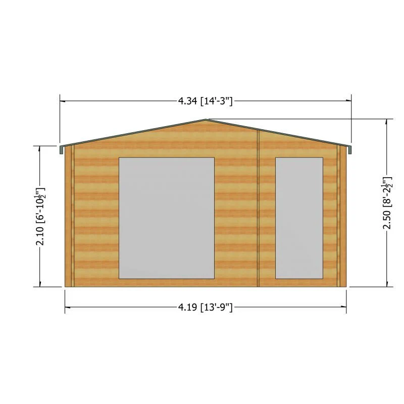 Shire Bourne 13' 8" x 7' 10" Apex Log Cabin - Premium 44mm Cladding Tongue & Groove - Image 4