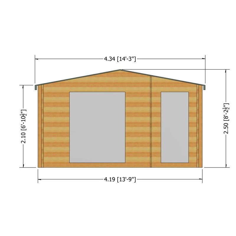 Shire Bourne 13' 8" x 9' 9" Apex Log Cabin - Premium 28mm Cladding Tongue & Groove - Image 3
