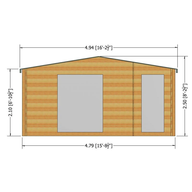 Shire Bourne 15' 6" x 9' 9" Apex Log Cabin - Premium 44mm Cladding Tongue & Groove - Image 3