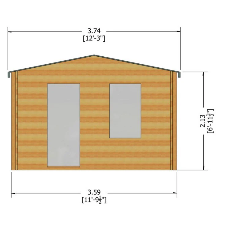 Shire Bucknells 11' 9" x 11' 9" Apex Log Cabin - Premium 44mm Cladding Tongue & Groove - Image 9