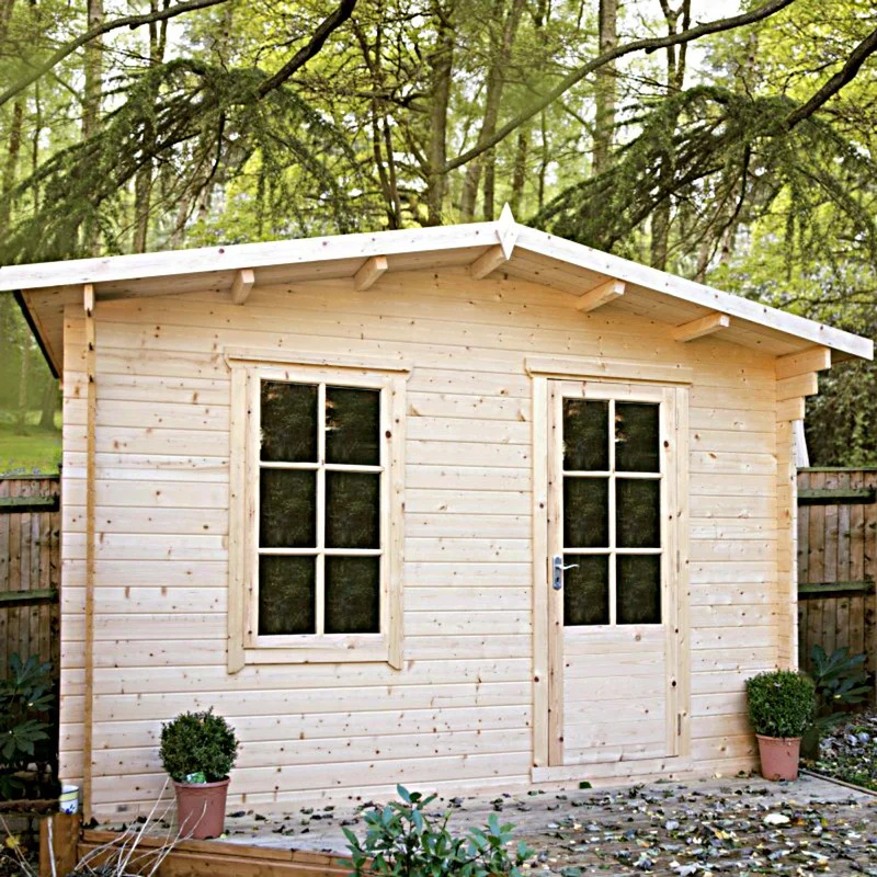 Shire Bucknells 11' 9" x 9' 9" Apex Log Cabin - Premium 70mm Cladding Tongue & Groove - Image 2
