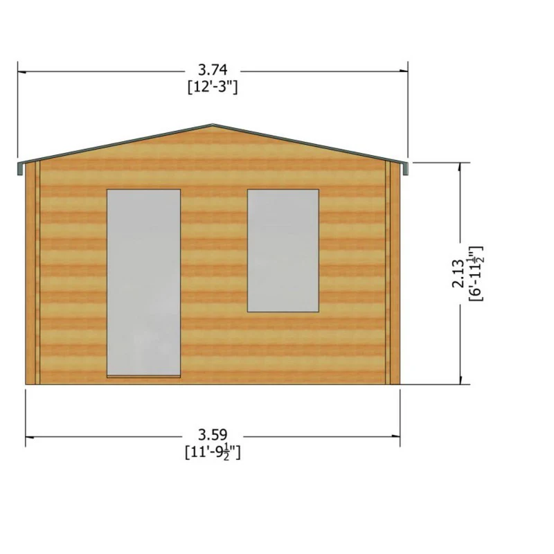 Shire Bucknells 11' 9" x 9' 9" Apex Log Cabin - Premium 70mm Cladding Tongue & Groove - Image 9