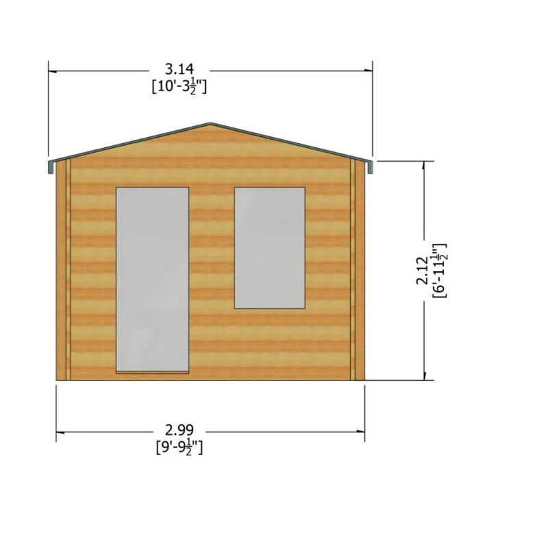Bucknells 10' 11" x 9' 9" Apex Log Cabin - Classic 28mm Cladding Tongue & Groove - Image 9