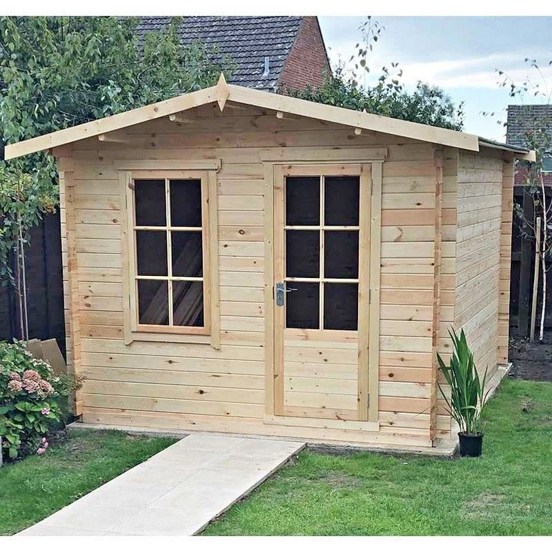 Bucknells 7' x 9' 9" Apex Log Cabin - Classic 28mm Cladding Tongue & Groove