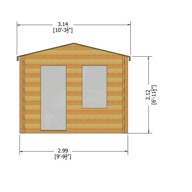 Shire Bucknells 9' 9" x 9' 9" Apex Log Cabin - Premium 70mm Cladding Tongue & Groove - Image 9
