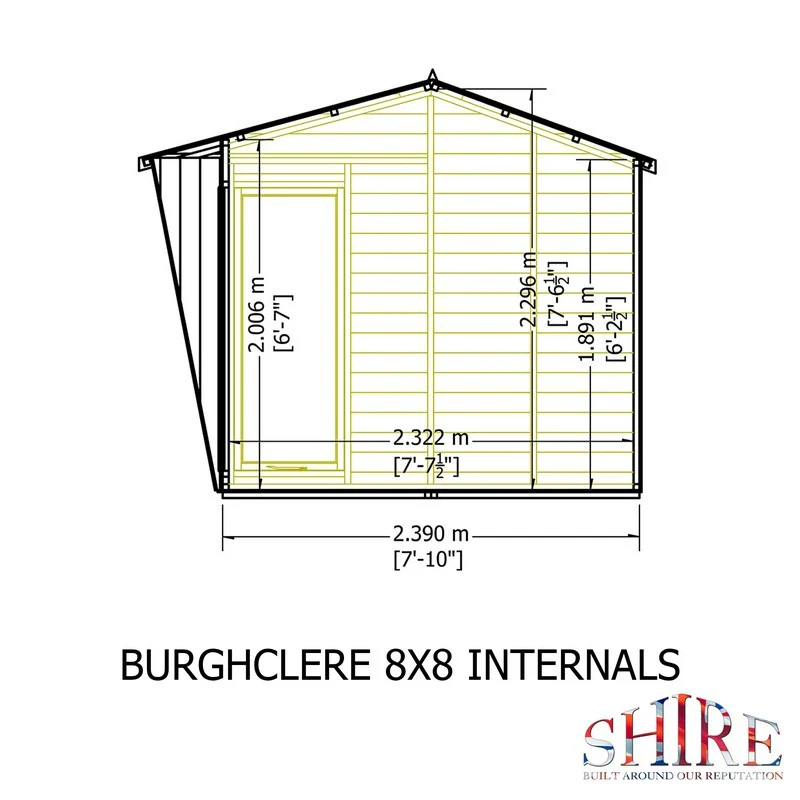Shire Burghclere 7' 10" x 7' 10" Reverse Apex Summerhouse - Premium Dip Treated Shiplap - Image 10