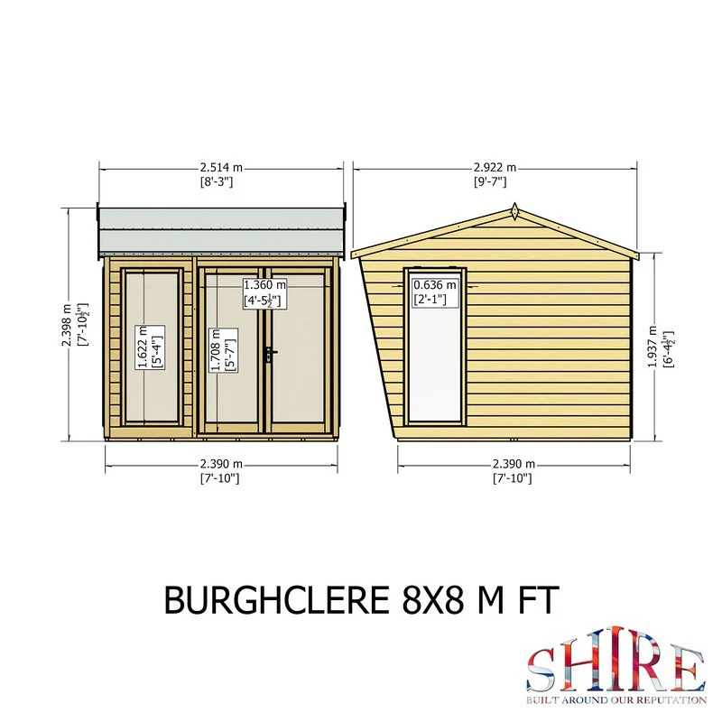 Shire Burghclere 7' 10" x 7' 10" Reverse Apex Summerhouse - Premium Dip Treated Shiplap - Image 11
