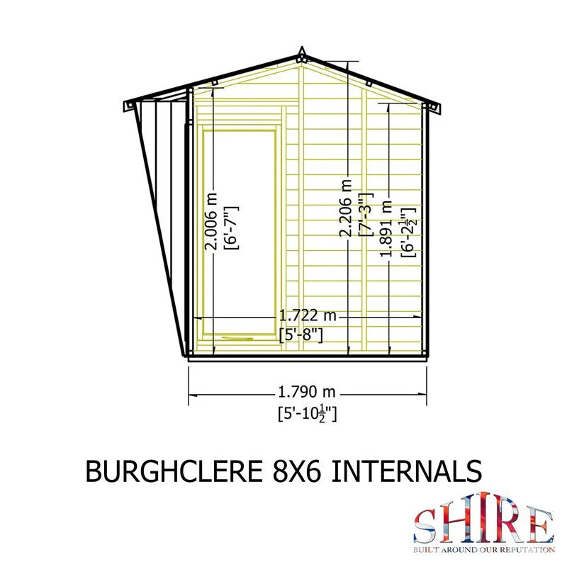 Shire Burghclere 7' 7" x 8' 2" Reverse Apex Summerhouse - Premium Dip Treated Shiplap - Image 10