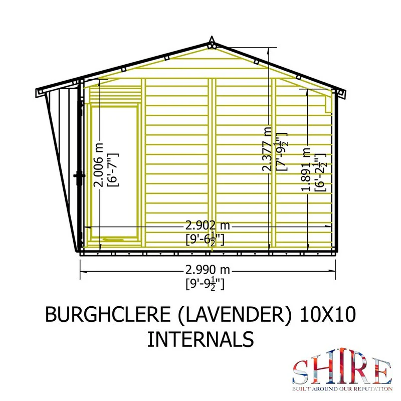 Shire Burghclere 9' 9" x 10' Reverse Apex Summerhouse - Premium Dip Treated Shiplap - Image 10