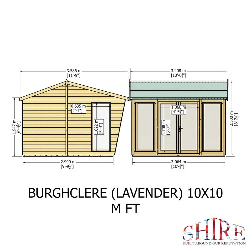 Shire Burghclere 9' 9" x 10' Reverse Apex Summerhouse - Premium Dip Treated Shiplap - Image 11