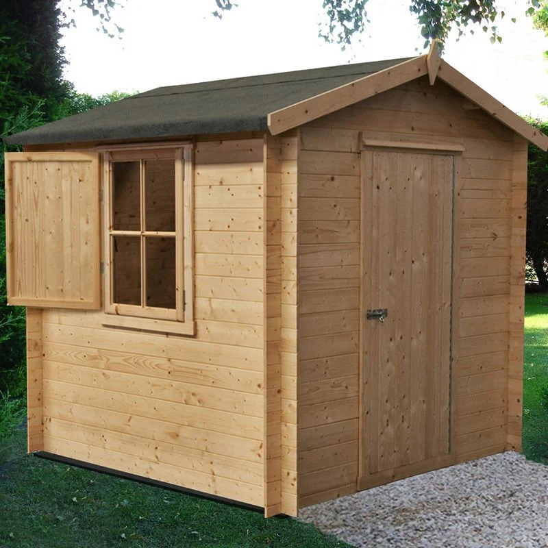 Camelot 7' x 7' 10" Apex Log Cabin - Premium 19mm Cladding Log Clad