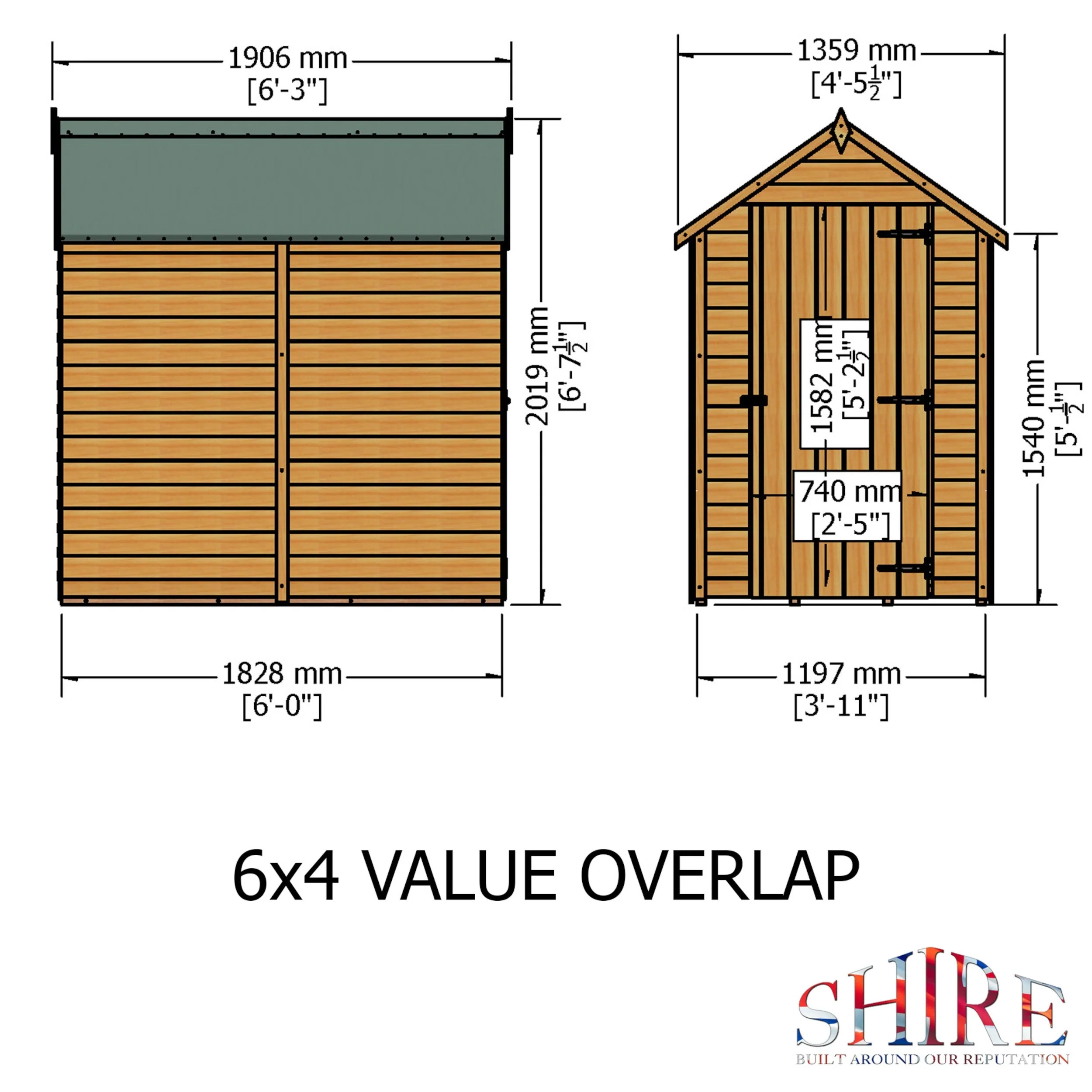 Canterbury 3' 8" x 5' 11" Apex Shed - Premium Pressure Treated Overlap - Image 5