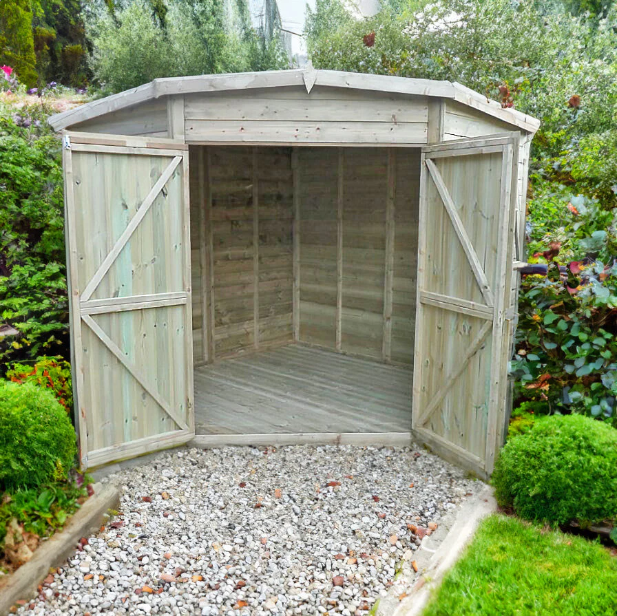 Corner 6' 5" x 6' 8" Flat Shed - Premium Pressure Treated Shiplap - Image 5