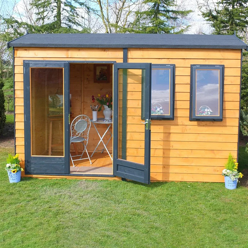 Shire Drayton 12' 11" x 12' 5" Reverse Apex Garden Studio - Premium Dip Treated Tongue & Groove - Image 4