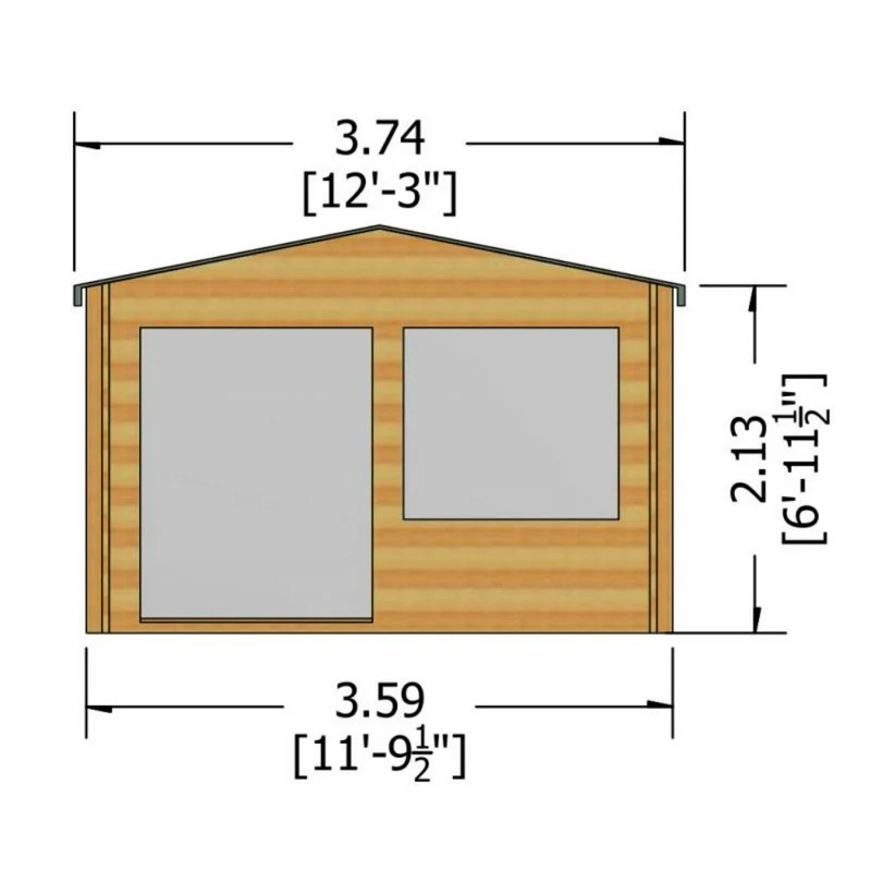 Shire Hale 11' 9" x 11' 9" Apex Log Cabin - Premium 44mm Cladding Tongue & Groove - Image 7