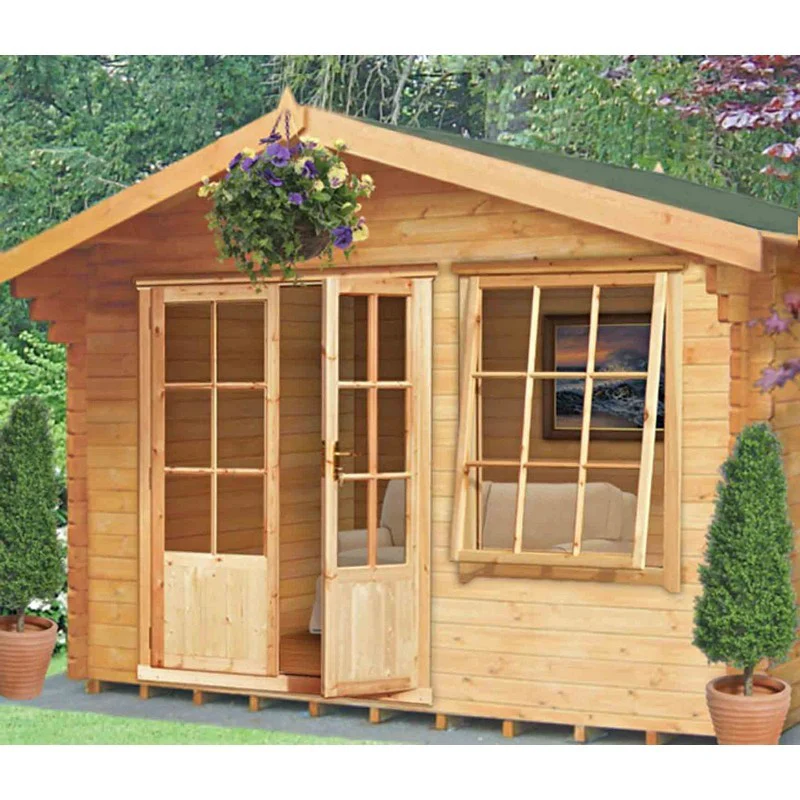 Shire Hale 11' 9" x 9' 9" Apex Log Cabin - Premium 34mm Cladding Tongue & Groove - Image 2