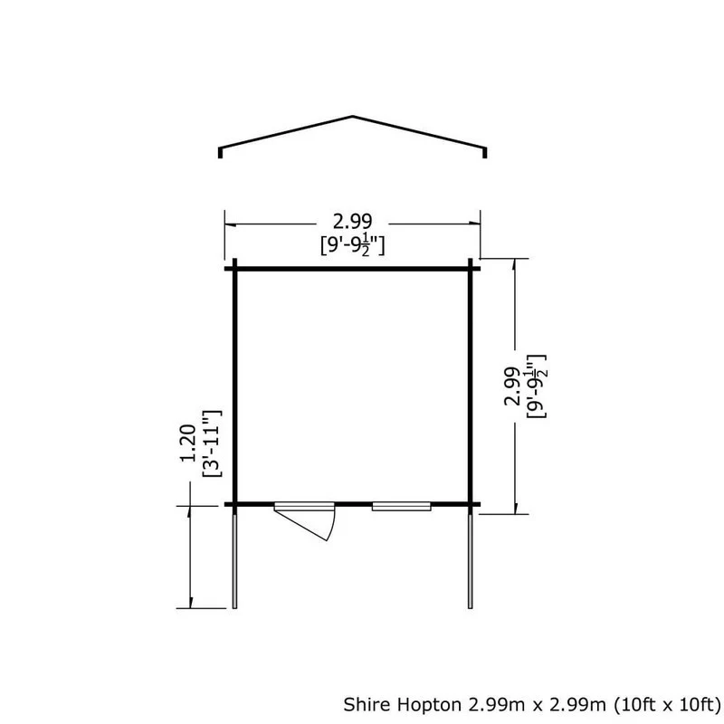 Shire Hopton 9' 9" x 9' 9" Apex Log Cabin - Premium 44mm Cladding Tongue & Groove - Image 2