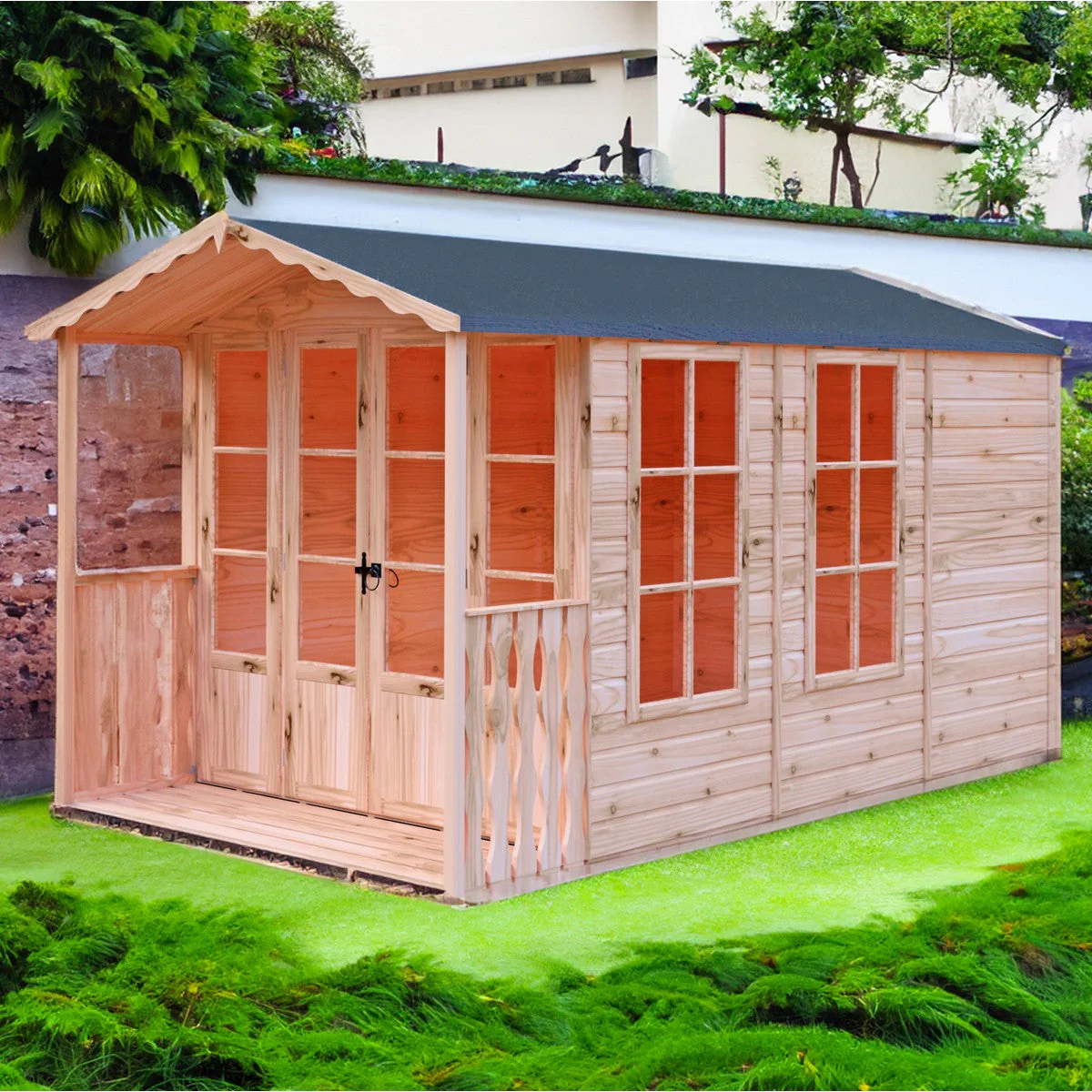 Shire Kensington 9' 6" x 6' 8" Apex Summerhouse - Premium Dip Treated Shiplap