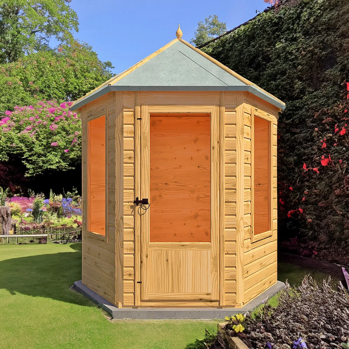 Shire Keswick 5' 10" x 7' Hexagonal Hip Summerhouse - Premium Dip Treated Shiplap
