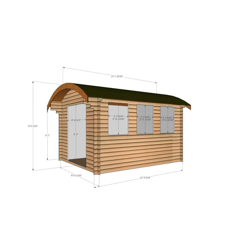 Shire Kilburn 9' 9" x 11' 9" Curved Log Cabin - Premium 70mm Cladding Tongue & Groove - Image 3