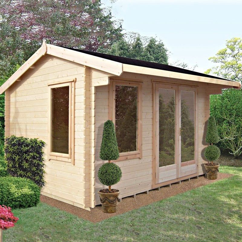 Marlborough 10' 11" x 11' 9" Reverse Apex Log Cabin - Premium 28mm Cladding Tongue & Groove