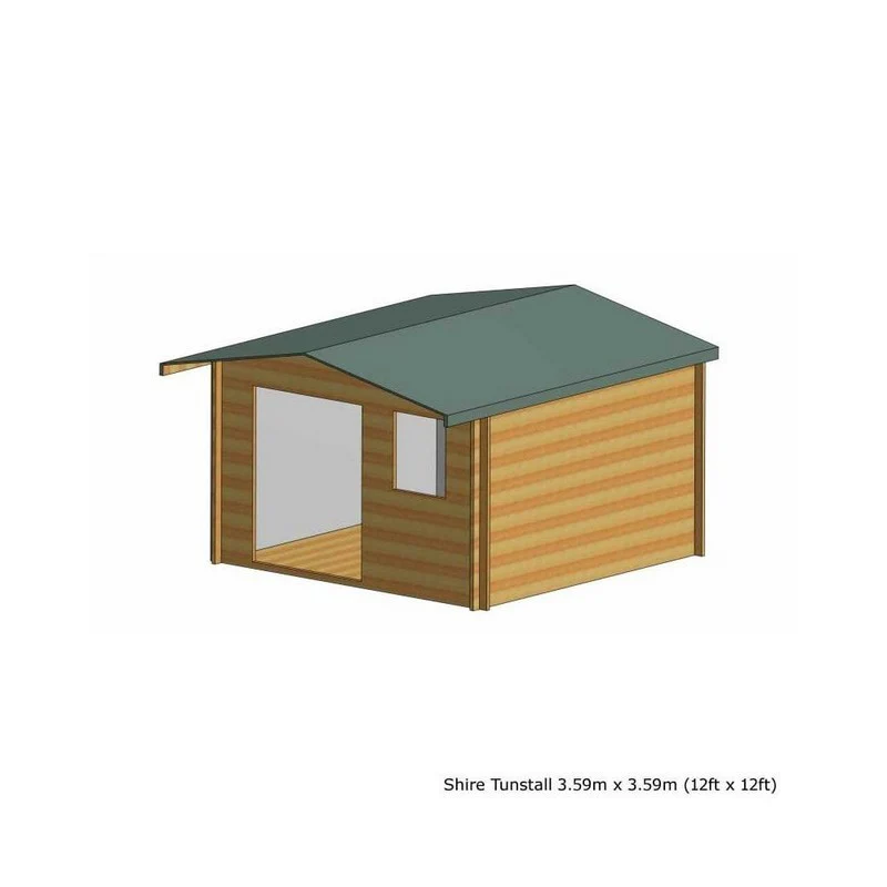 Shire Tunstall 11' 9" x 11' 9" Apex Log Cabin - Premium 28mm Cladding Tongue & Groove - Image 4