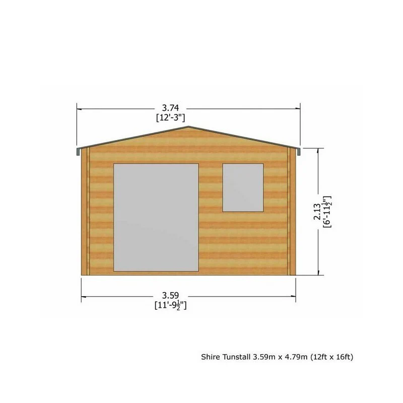 Shire Tunstall 11' 9" x 15' 8" Apex Log Cabin - Premium 34mm Cladding Tongue & Groove - Image 3