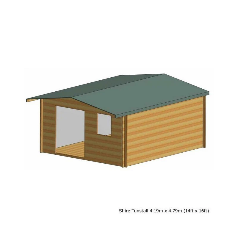 Shire Tunstall 13' 8" x 15' 8" Apex Log Cabin - Premium 70mm Cladding Tongue & Groove - Image 5