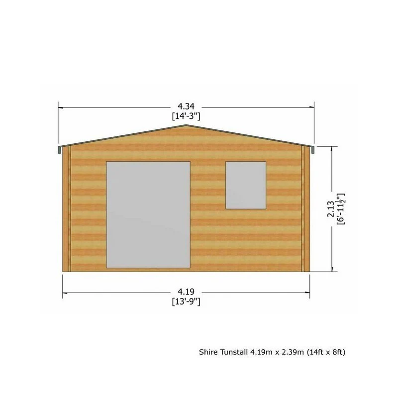 Shire Tunstall 13' 8" x 7' 10" Apex Log Cabin - Premium 34mm Cladding Tongue & Groove - Image 3