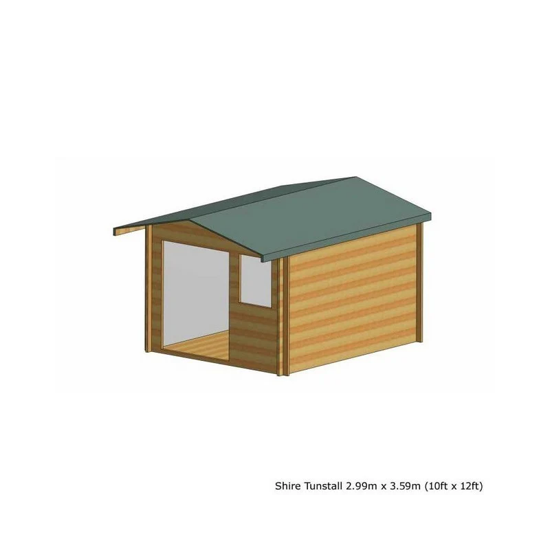 Shire Tunstall 9' 9" x 11' 9" Apex Log Cabin - Premium 34mm Cladding Tongue & Groove - Image 5