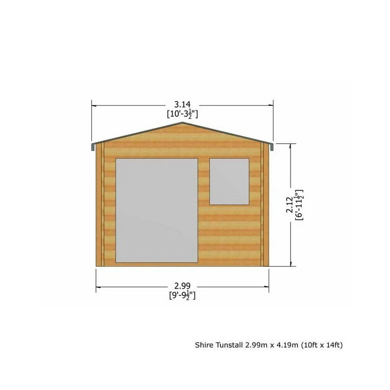 Shire Tunstall 9' 9" x 13' 8" Apex Log Cabin - Premium 44mm Cladding Tongue & Groove - Image 3