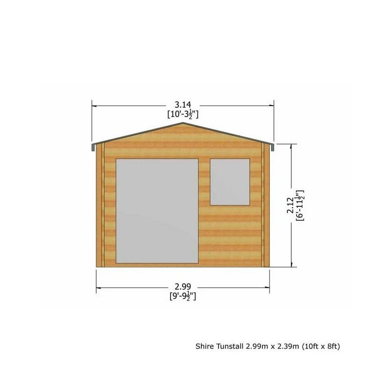 Shire Tunstall 9' 9" x 7' 10" Apex Log Cabin - Premium 34mm Cladding Tongue & Groove - Image 2