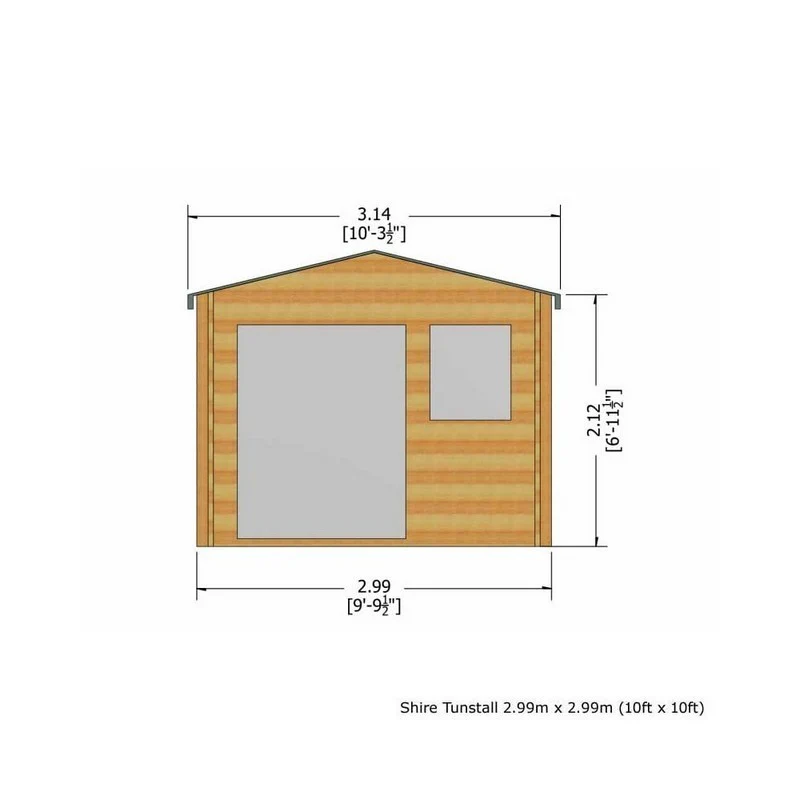 Shire Tunstall 9' 9" x 9' 9" Apex Log Cabin - Premium 34mm Cladding Tongue & Groove - Image 3