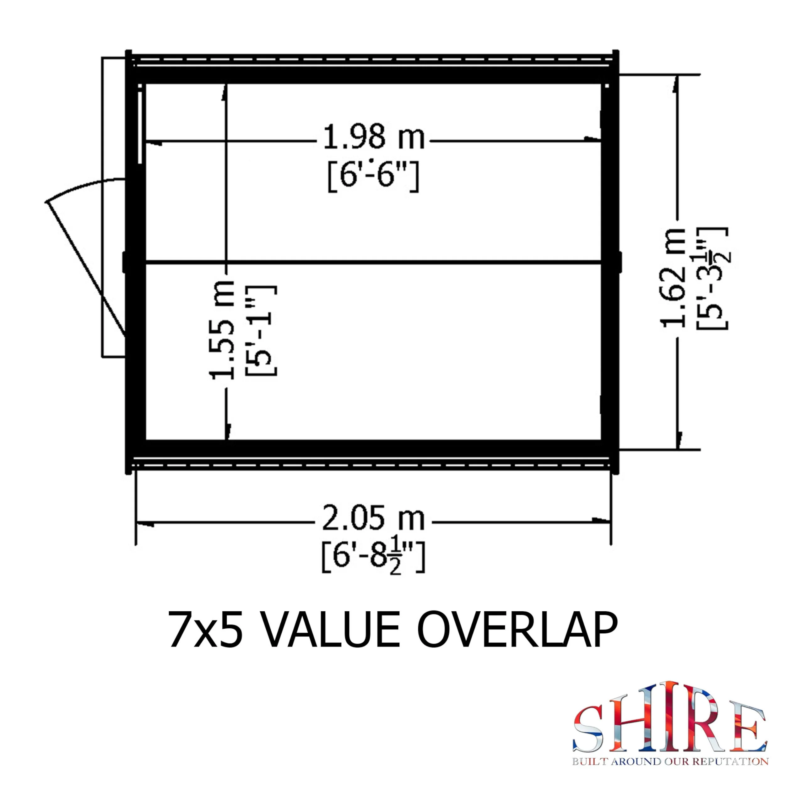 Wiltshire 5' 1" x 6' 8" Apex Shed - Premium Pressure Treated Overlap - Image 7