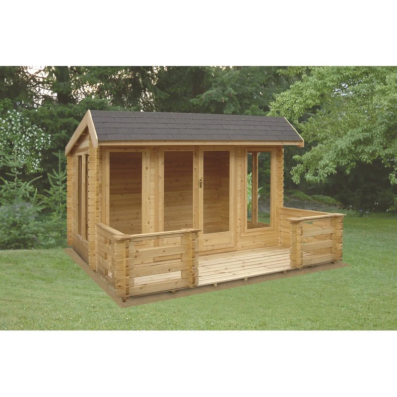 Shire Wykenham 13' 8" x 13' 8" Reverse Offset Apex Log Cabin - Premium 34mm Cladding Tongue & Groove - Image 2