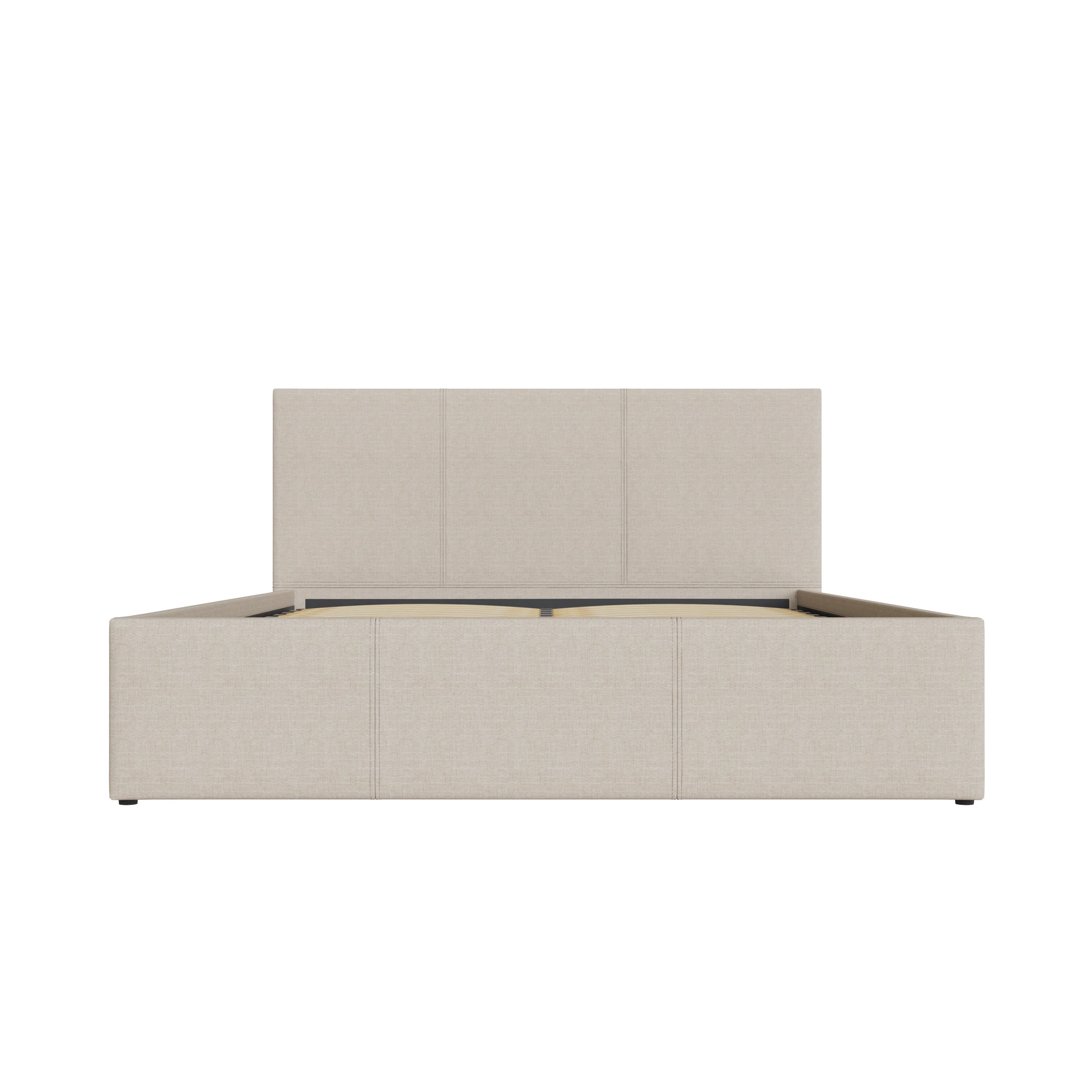Side Lift Small Double Ottoman Bed Metal & Wood Natural 4 x 7ft - Image 3