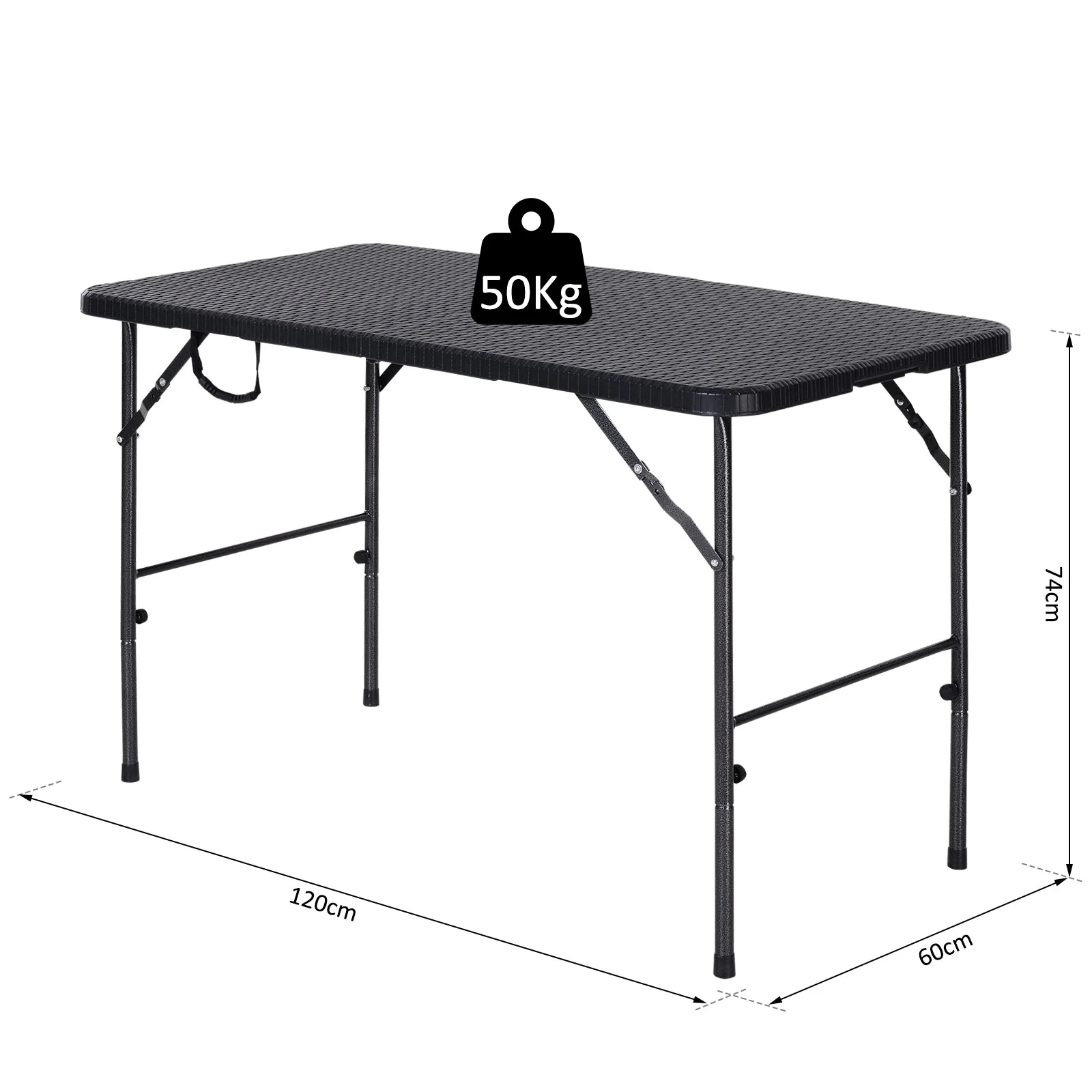 Steel Frame 4ft Portable Folding Picnic Table Black - Image 2
