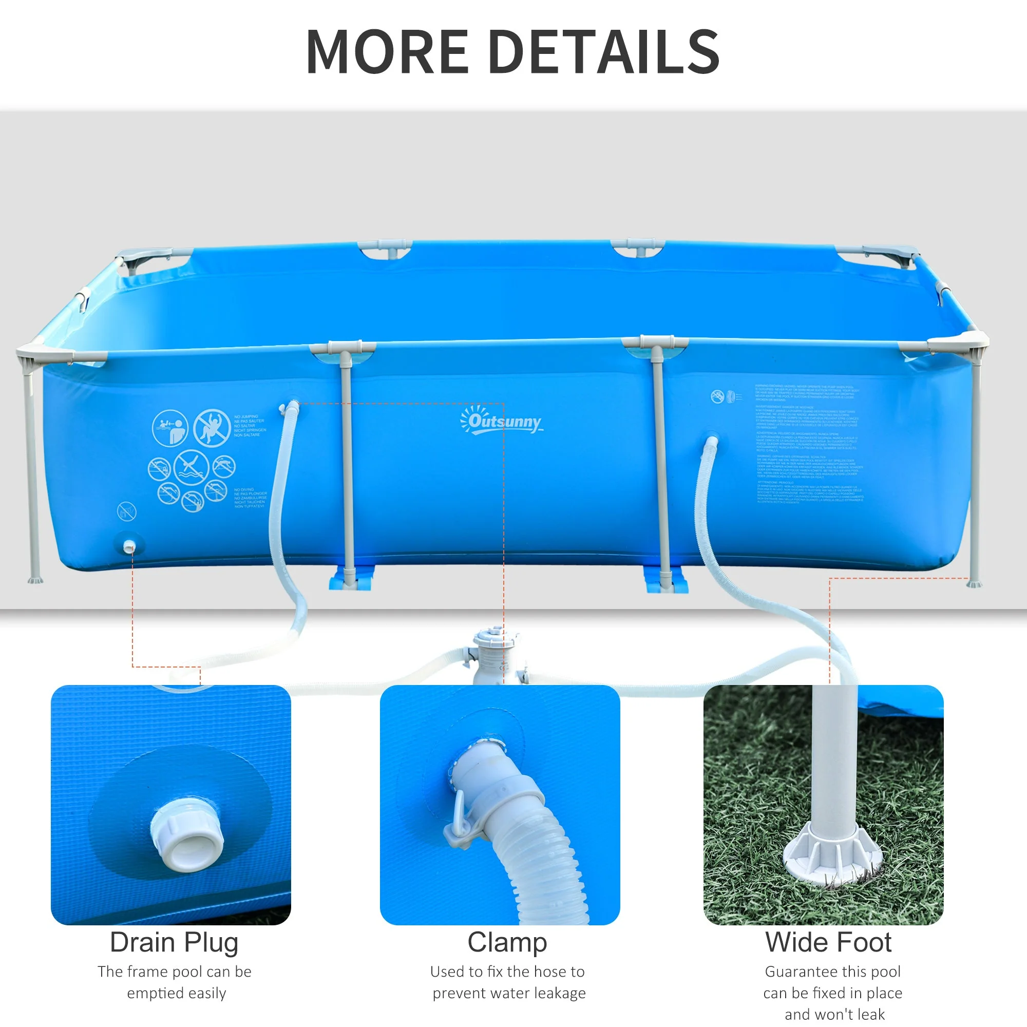 Steel Frame Swimming Pool w/ Filter Pump and Reinforced Sidewalls Rust Resistant - Image 6