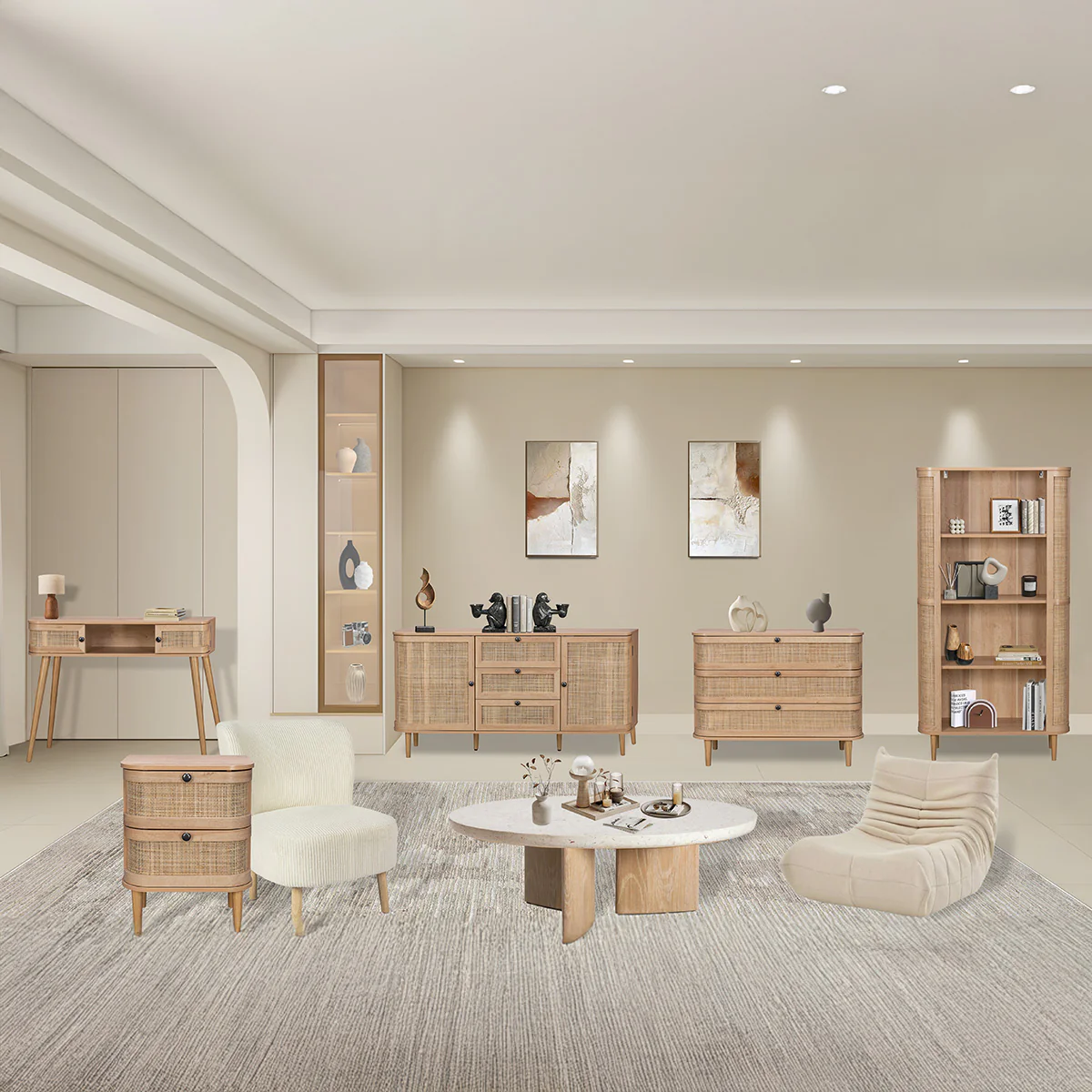 Stockholm Sideboard Beige 2 Doors 4 Shelves - Image 4