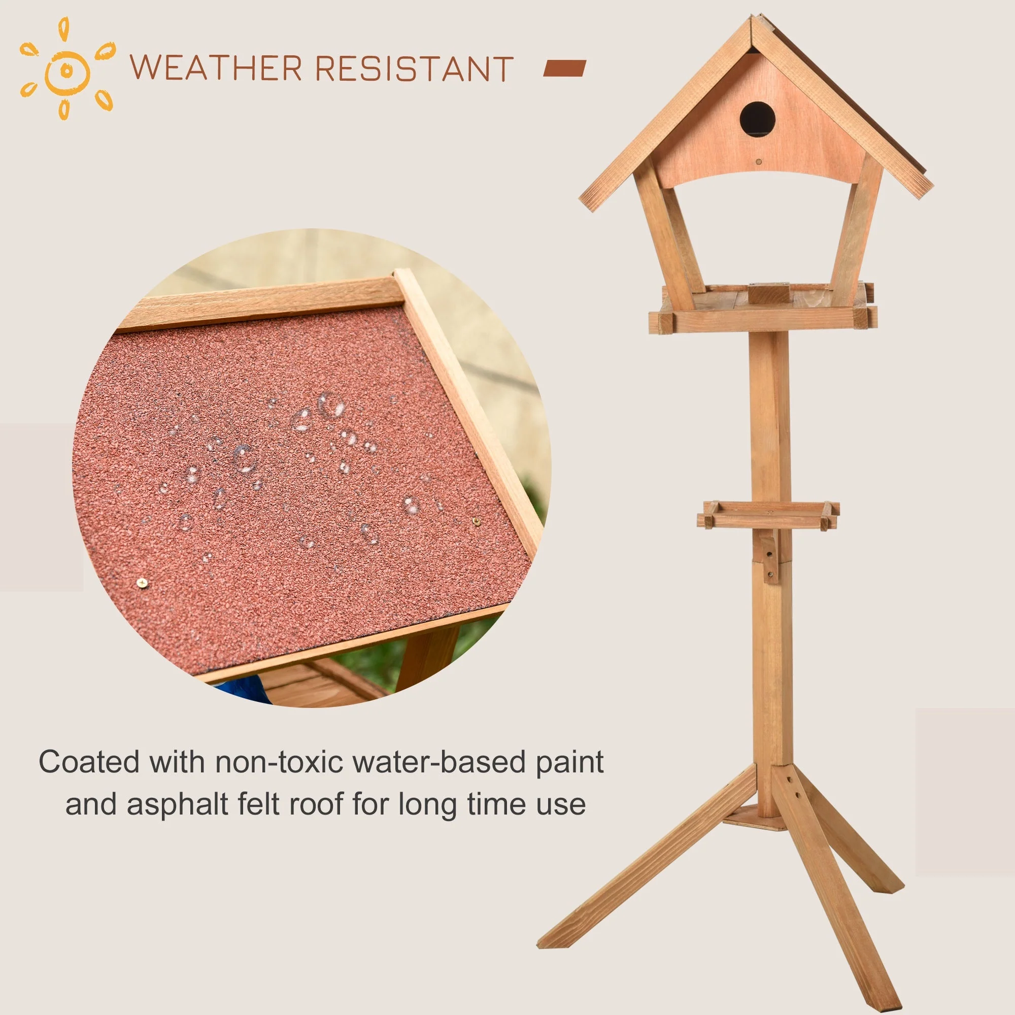 Tower 139cm Nesting Box & Feeder Table Natural by Pawhut - Image 8
