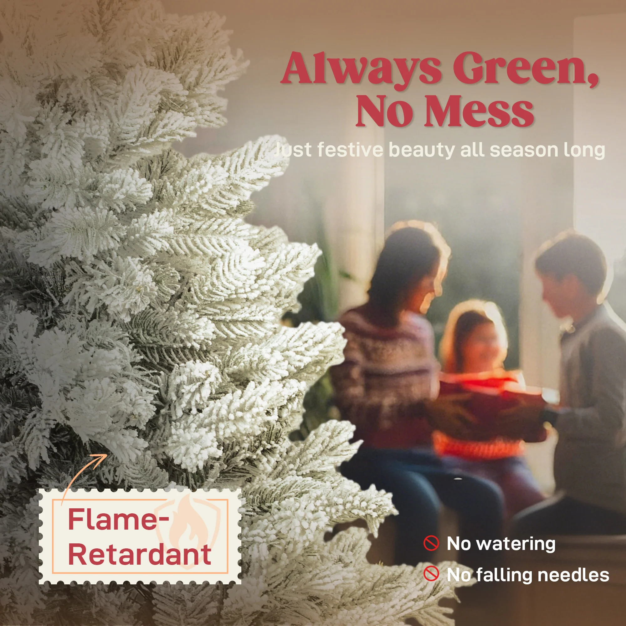 6ft Christmas Tree Artificial - White Frosted Green  1528 Tips - Image 4