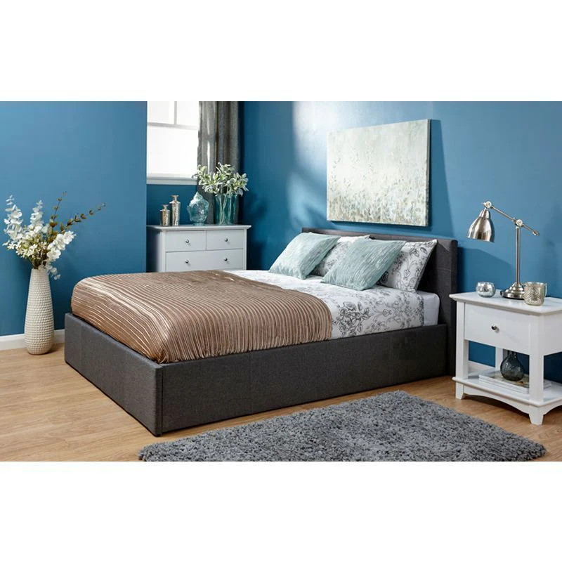 Winston Double Ottoman Bed Fabric Grey 5 x 7ft - Image 3