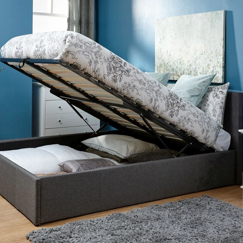 Winston Small Double Ottoman Bed Fabric Black 4 x 7ft - Image 2
