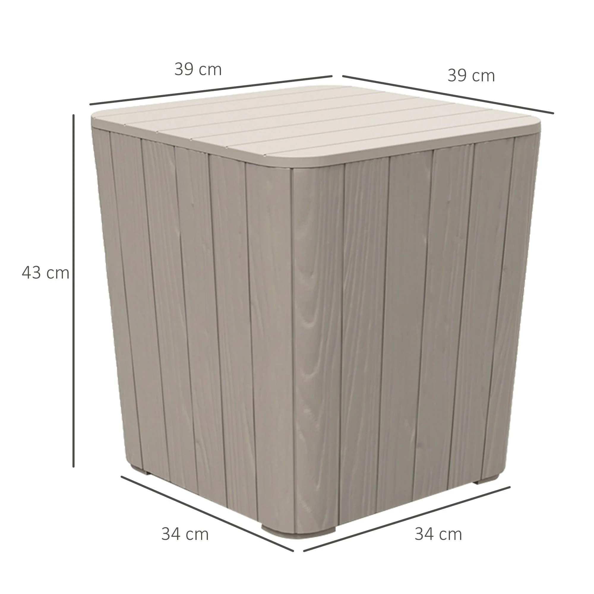 Wood Effect Coffee Table Square Storage Box Garden Furniture Bucket Patio Grey - Image 2